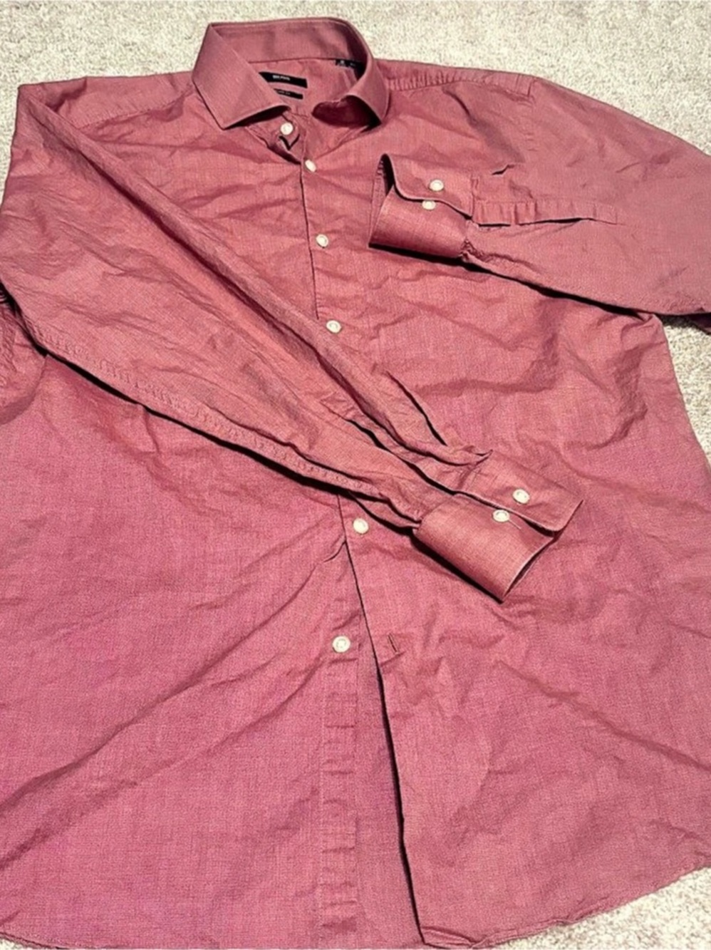 BOSS Sharp Fit Men's Checkered Cotton Shirt Size 16 (32/33)